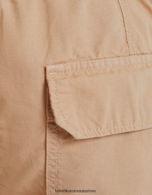 Bershka femei pantaloni cargo cu șnur cămilă Z86D1335 îmbrăcăminte