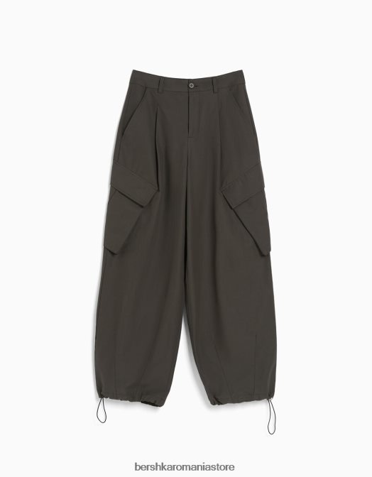 Bershka femei pantaloni cargo din amestec de bumbac și nailon kaki Z86D1347 îmbrăcăminte