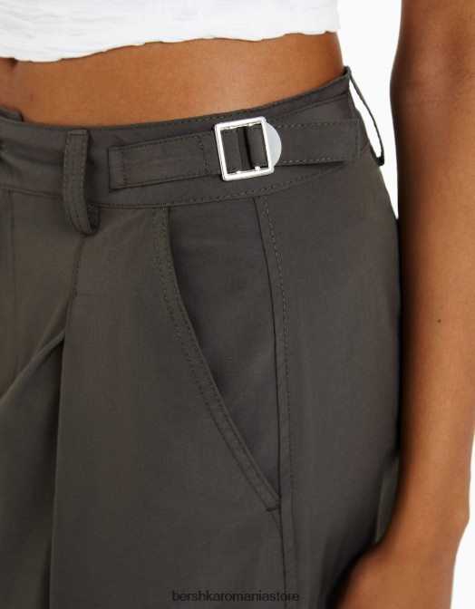 Bershka femei pantaloni cargo din amestec de bumbac și nailon kaki Z86D1347 îmbrăcăminte