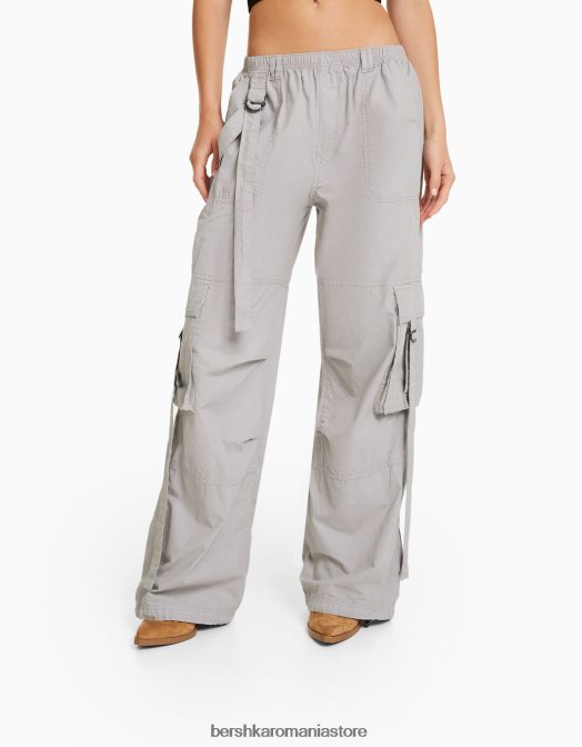 Bershka femei pantaloni cargo din twill caracatiță gri Z86D1330 îmbrăcăminte