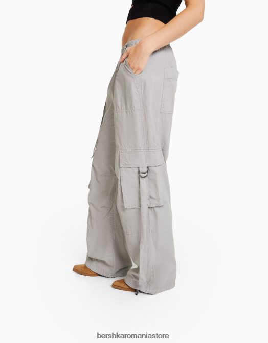 Bershka femei pantaloni cargo din twill caracatiță gri Z86D1330 îmbrăcăminte
