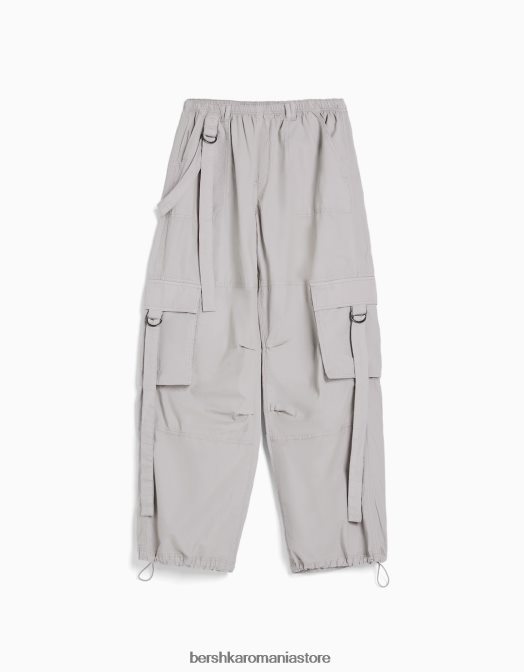 Bershka femei pantaloni cargo din twill caracatiță gri Z86D1330 îmbrăcăminte