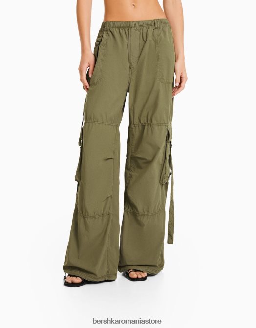Bershka femei pantaloni cargo din twill caracatiță kaki Z86D1329 îmbrăcăminte