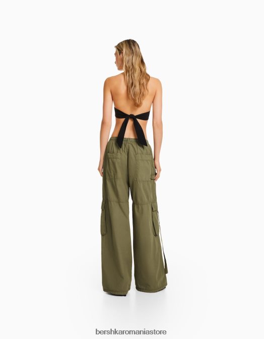 Bershka femei pantaloni cargo din twill caracatiță kaki Z86D1329 îmbrăcăminte