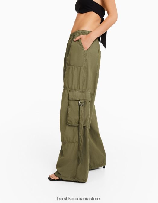 Bershka femei pantaloni cargo din twill caracatiță kaki Z86D1329 îmbrăcăminte