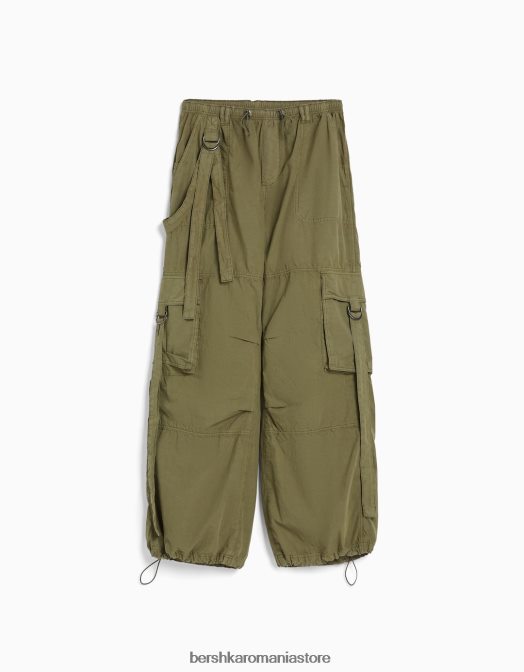 Bershka femei pantaloni cargo din twill caracatiță kaki Z86D1329 îmbrăcăminte