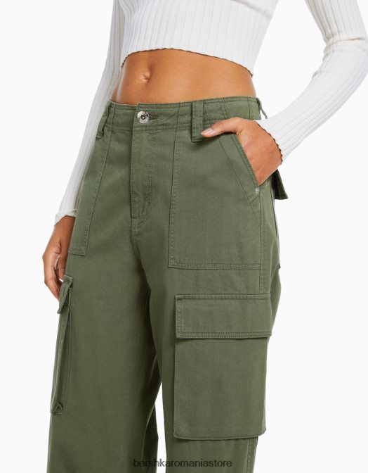 Bershka femei pantaloni cargo drepte exclusiv Z86D1306 îmbrăcăminte