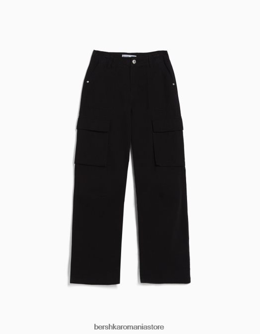 Bershka femei pantaloni cargo drepte negru Z86D1307 îmbrăcăminte