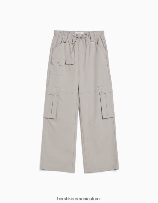 Bershka femei pantaloni cargo largi din nailon cu buzunare multiple exclusiv Z86D1333 îmbrăcăminte