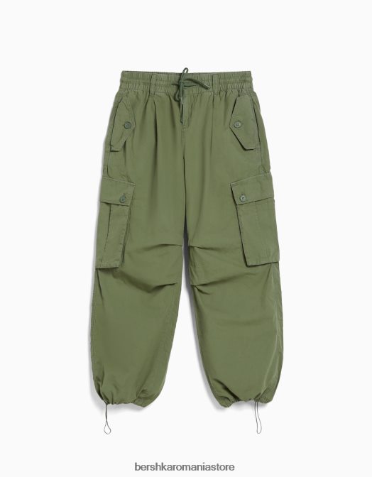 Bershka femei pantaloni cargo largi voluminosi kaki Z86D1361 îmbrăcăminte