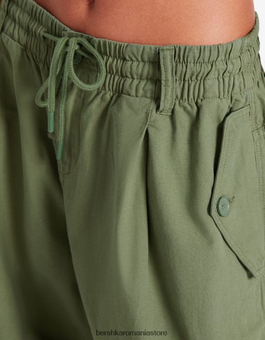 Bershka femei pantaloni cargo largi voluminosi kaki Z86D1361 îmbrăcăminte