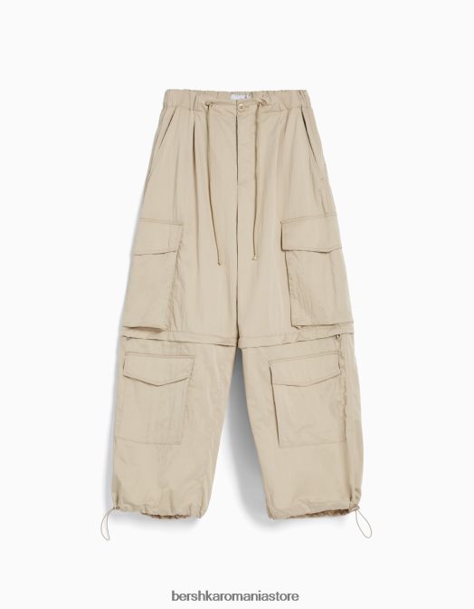 Bershka femei pantaloni cargo în amestec de nailon cămilă Z86D1355 îmbrăcăminte
