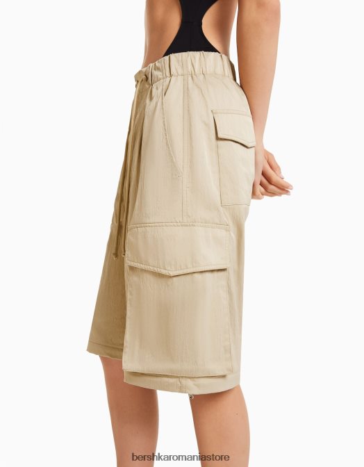 Bershka femei pantaloni cargo în amestec de nailon cămilă Z86D1356 îmbrăcăminte