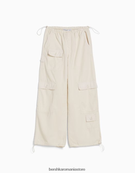 Bershka femei pantaloni cargo parașuta aproape alb Z86D1300 îmbrăcăminte