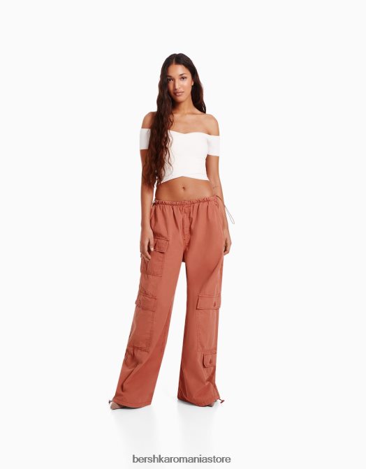 Bershka femei pantaloni cargo parașuta roz Z86D1301 îmbrăcăminte