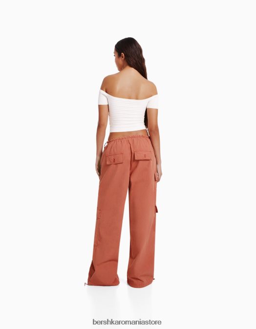 Bershka femei pantaloni cargo parașuta roz Z86D1301 îmbrăcăminte