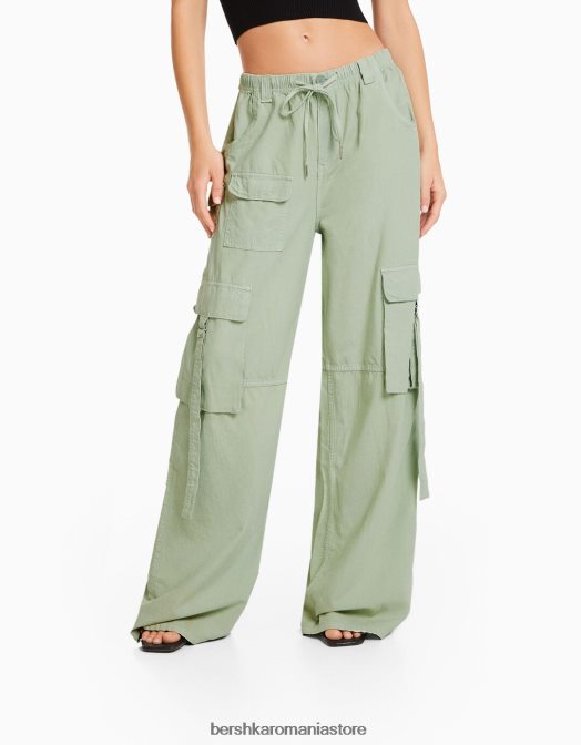 Bershka femei pantaloni cargo rustic de caracatiță verde Z86D1308 îmbrăcăminte