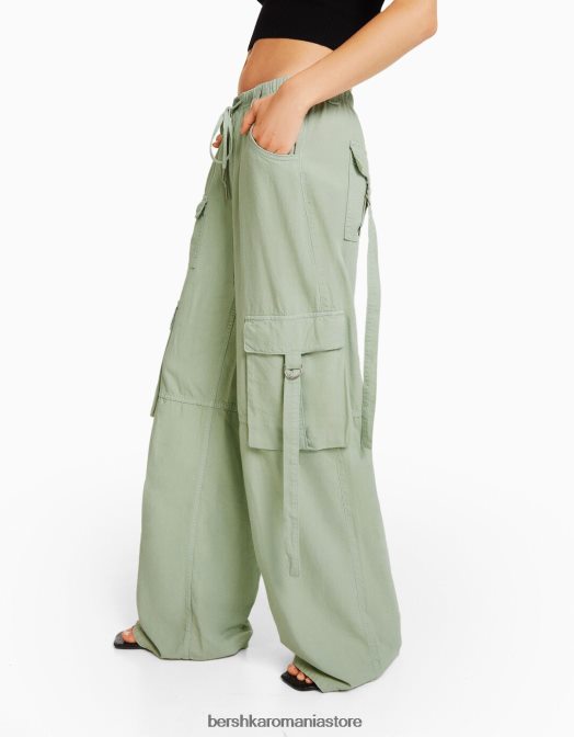 Bershka femei pantaloni cargo rustic de caracatiță verde Z86D1308 îmbrăcăminte