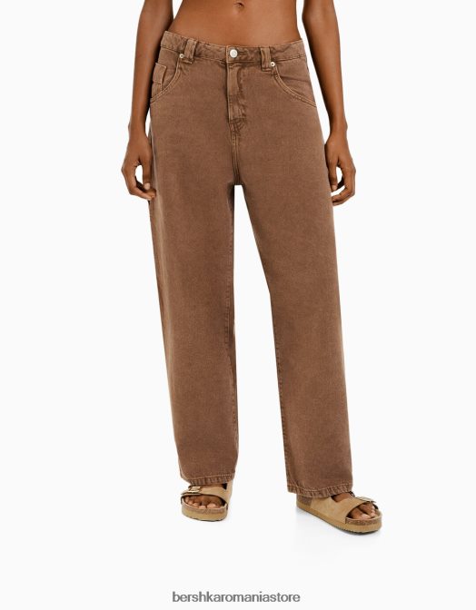 Bershka femei pantaloni de dulgher cu baloane cămilă Z86D1359 îmbrăcăminte