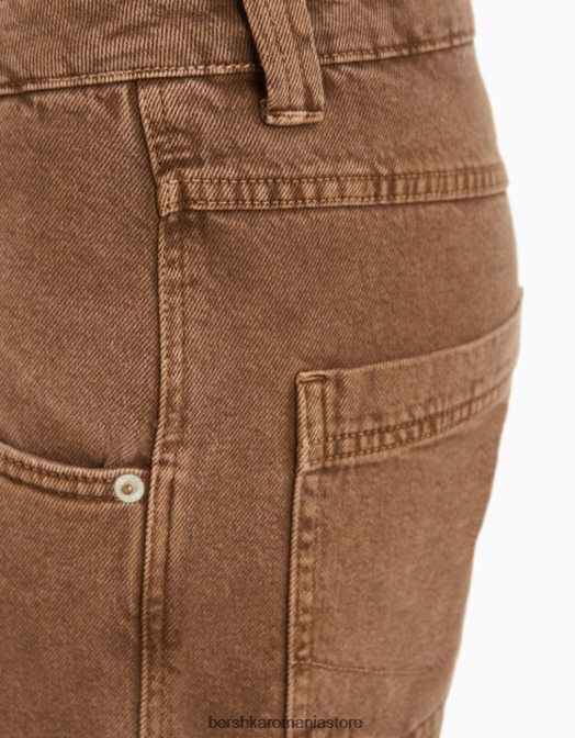 Bershka femei pantaloni de dulgher cu baloane cămilă Z86D1359 îmbrăcăminte