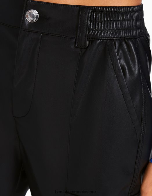 Bershka femei pantaloni de jogging cargo din imitație de piele negru Z86D1364 îmbrăcăminte