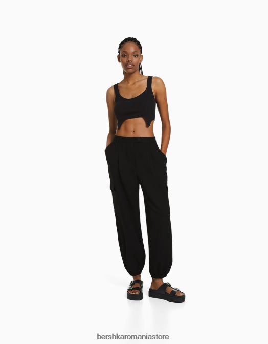 Bershka femei pantaloni de jogging cargo pe măsură negru Z86D1354 îmbrăcăminte