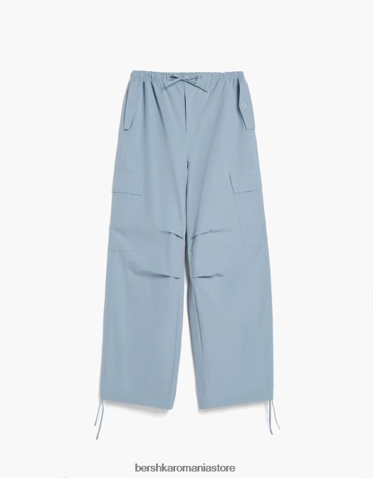 Bershka femei pantaloni de trening cargo cu parașuta din nailon artificial spălat albastru Z86D1327 îmbrăcăminte