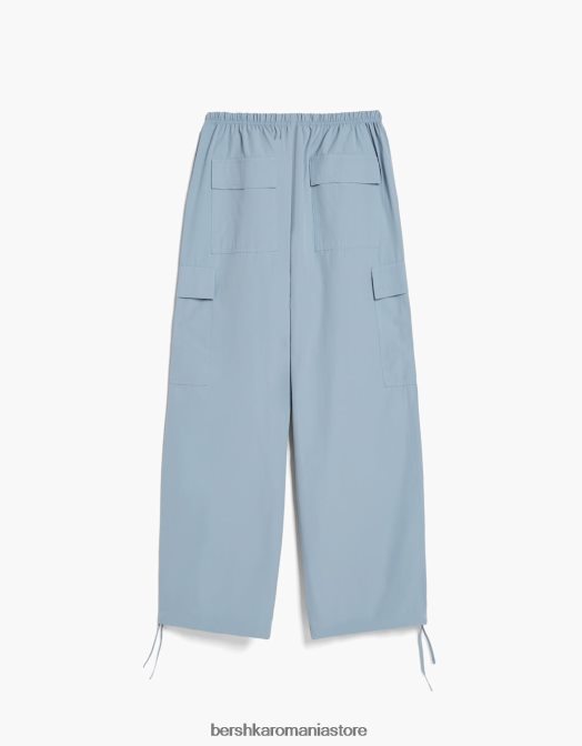 Bershka femei pantaloni de trening cargo cu parașuta din nailon artificial spălat albastru Z86D1327 îmbrăcăminte