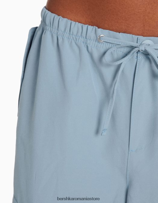 Bershka femei pantaloni de trening cargo cu parașuta din nailon artificial spălat albastru Z86D1327 îmbrăcăminte