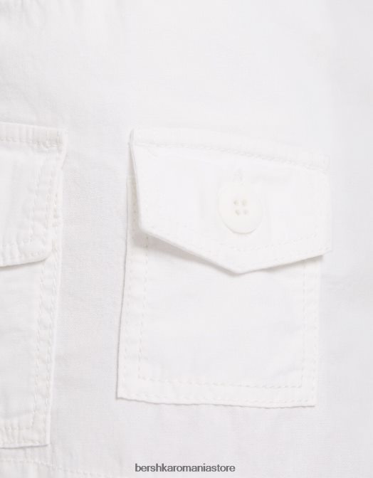 Bershka femei pantaloni scurți din bumbac multi-cargo alb Z86D1382 îmbrăcăminte