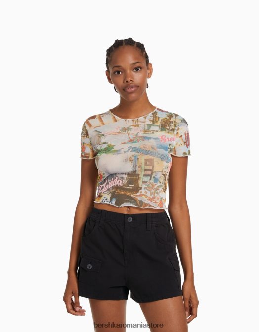 Bershka femei pantaloni scurți din bumbac multi-cargo negru Z86D1380 îmbrăcăminte