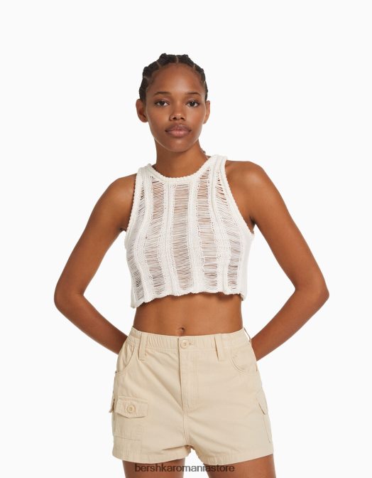 Bershka femei pantaloni scurți din bumbac multi-cargo nisip Z86D1383 îmbrăcăminte