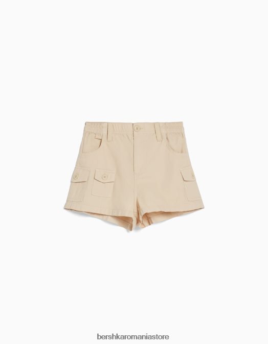 Bershka femei pantaloni scurți din bumbac multi-cargo nisip Z86D1383 îmbrăcăminte