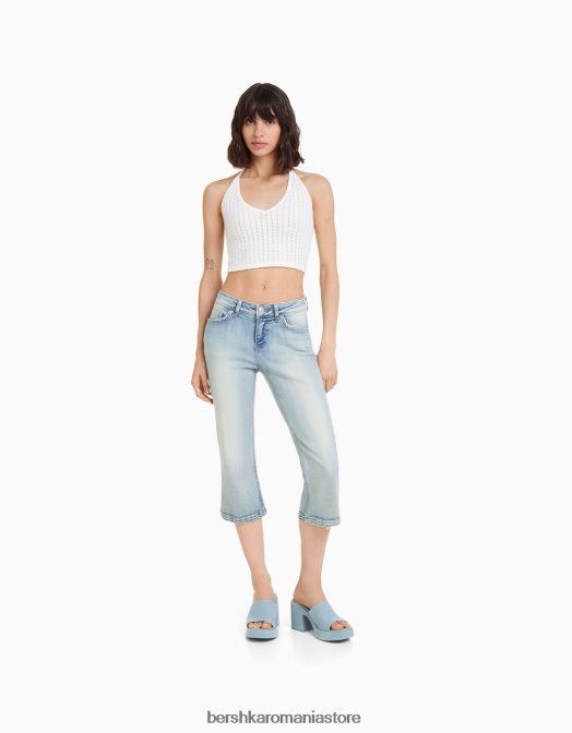 Bershka femei bermudă capri din denim albastru deschis Z86D1678 îmbrăcăminte