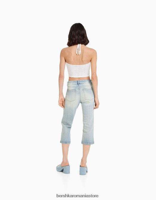 Bershka femei bermudă capri din denim albastru deschis Z86D1678 îmbrăcăminte