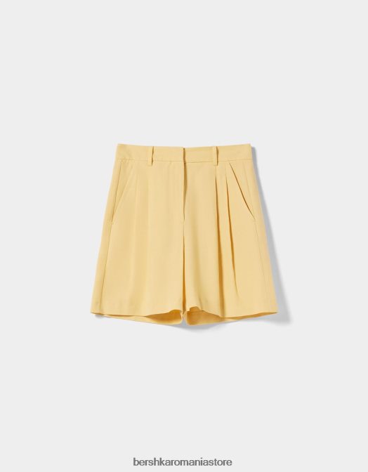 Bershka femei bermudă croită din material rustic bej Z86D1687 îmbrăcăminte