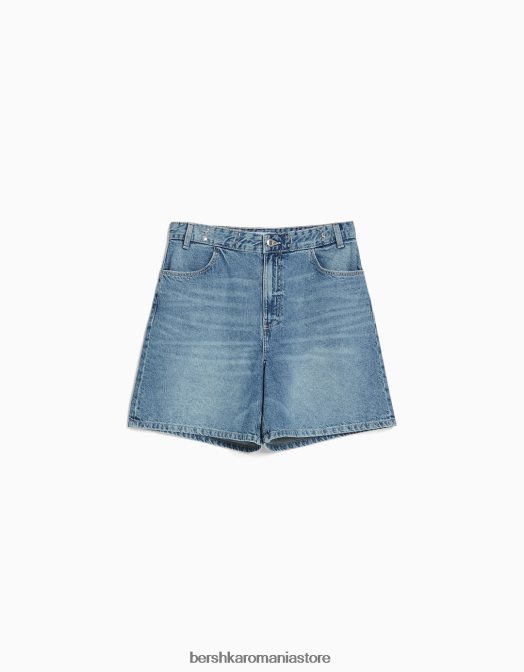 Bershka femei bermudă din denim în mai multe direcții albastru deschis Z86D1675 îmbrăcăminte
