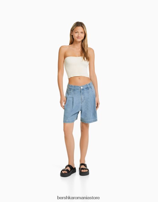 Bershka femei bermude din denim albastru deschis Z86D1681 îmbrăcăminte