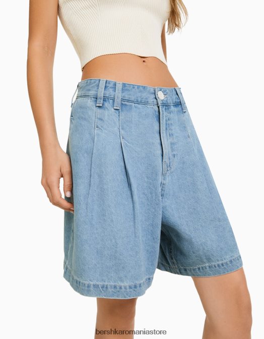 Bershka femei bermude din denim albastru deschis Z86D1681 îmbrăcăminte
