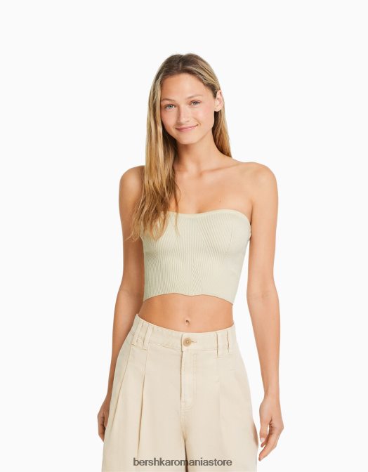 Bershka femei bermude din denim plisate cremă Z86D1680 îmbrăcăminte