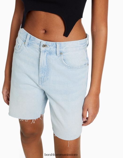 Bershka femei bermude vintage din denim albastru deschis Z86D1692 îmbrăcăminte