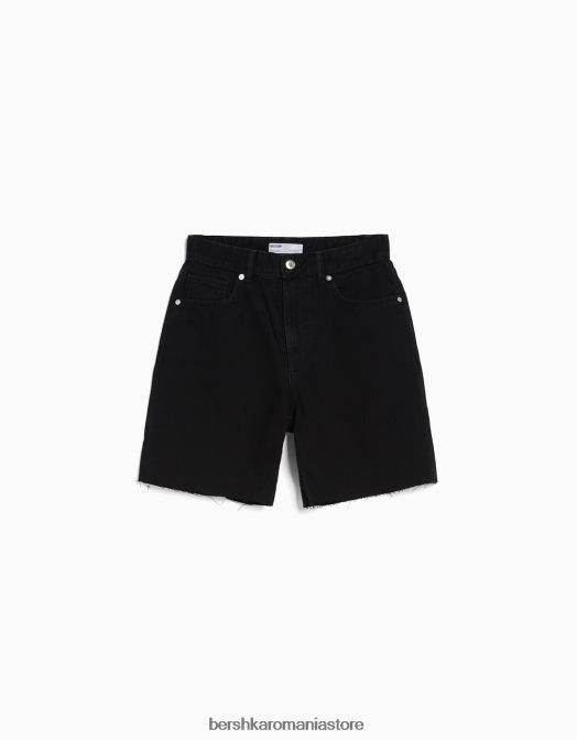 Bershka femei bermude vintage din denim negru Z86D1691 îmbrăcăminte