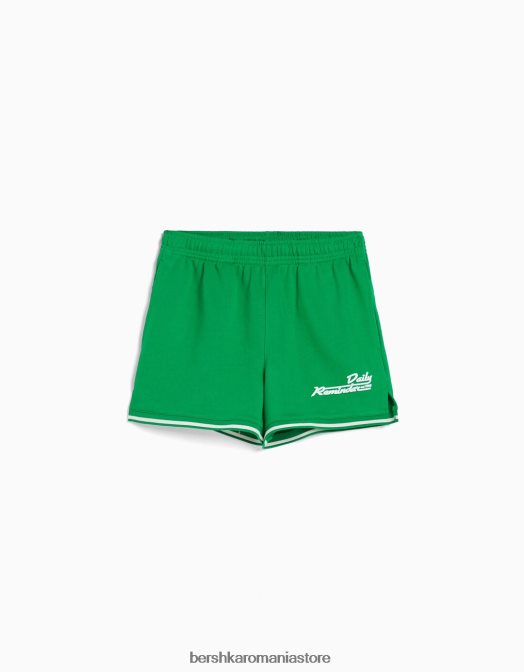 Bershka femei pantaloni scurți de pluș imprimați cu ornamente verde Z86D1735 îmbrăcăminte