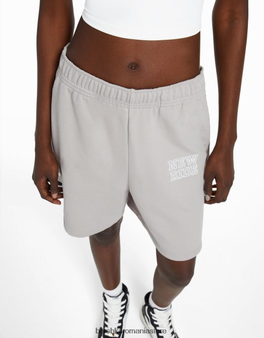 Bershka femei pantaloni scurți din bumbac pluș gri Z86D1729 îmbrăcăminte