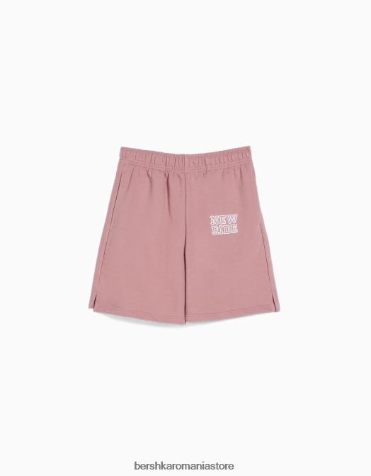 Bershka femei pantaloni scurți din bumbac pluș roz Z86D1730 îmbrăcăminte