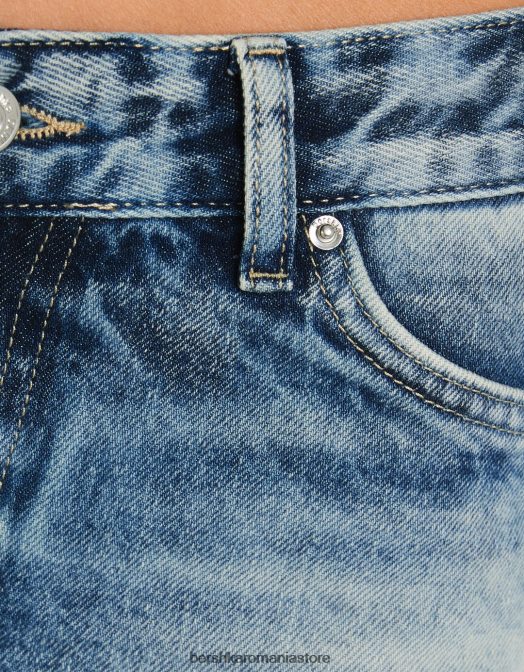 Bershka femei pantaloni scurți din denim decolorat albastru deschis Z86D1677 îmbrăcăminte