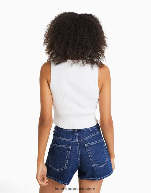 Bershka femei pantaloni scurți din denim mom fit albastru Z86D1684 îmbrăcăminte