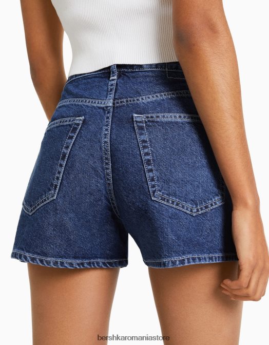 Bershka femei pantaloni scurți din denim mom fit albastru Z86D1684 îmbrăcăminte