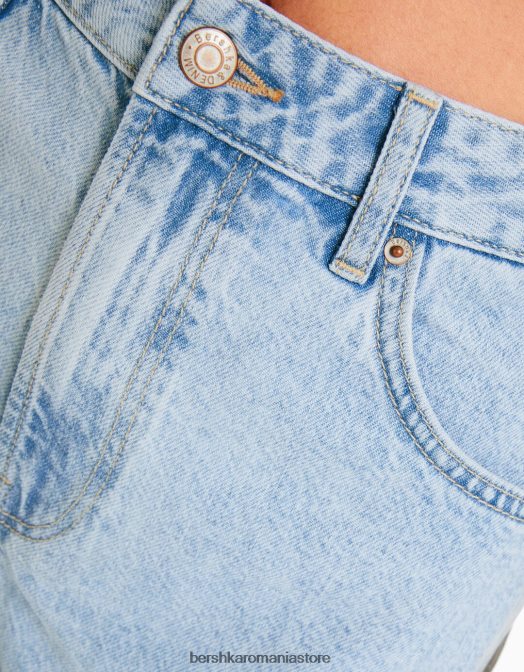 Bershka femei pantaloni scurți din denim mom fit albastru deschis Z86D1679 îmbrăcăminte