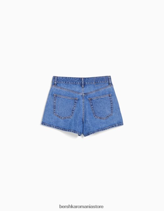 Bershka femei pantaloni scurți din denim mom fit albastru deschis Z86D1683 îmbrăcăminte
